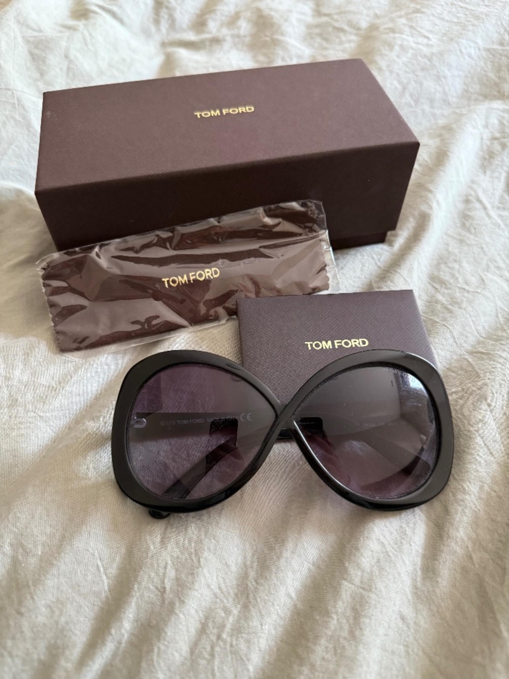 Tom Ford Black Oversized Butterfly Sunglasses with Dark Gradient Lenses